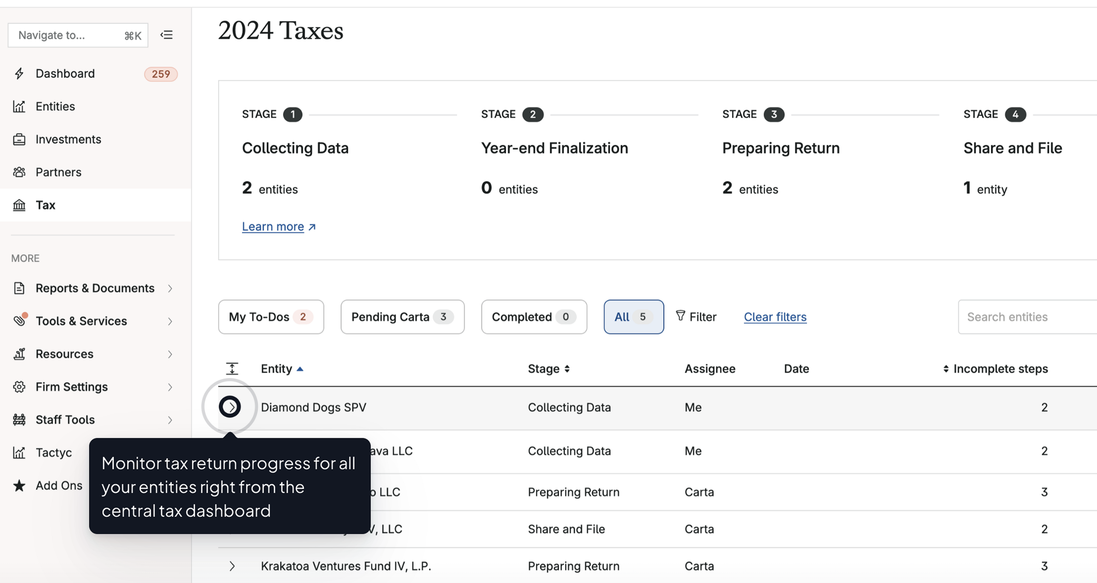 Tour Asset | VC | Manage Taxes