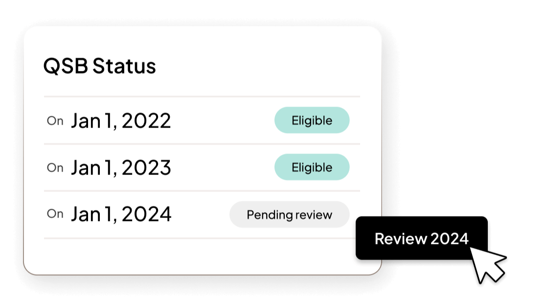 UI of QSB Status with eligible shares