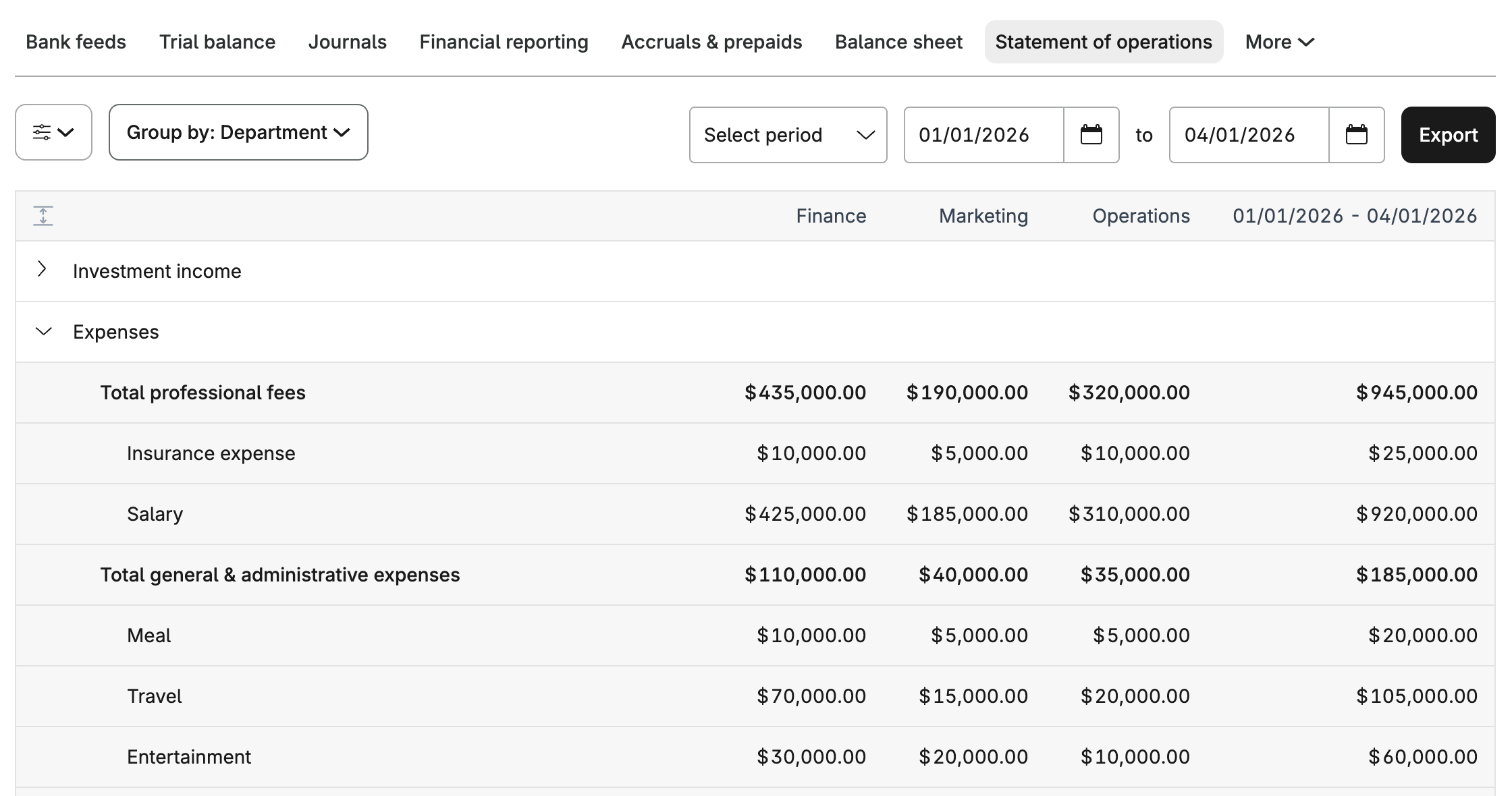 Custom Reporting Tags - Statement of Ops