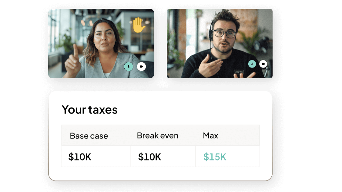 Equity Advisory UI | Feature | Product Page | "Approachable tax expertise"