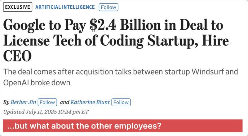LinkedIn: Did Windsurf Employees Get Screwed by the Google Deal