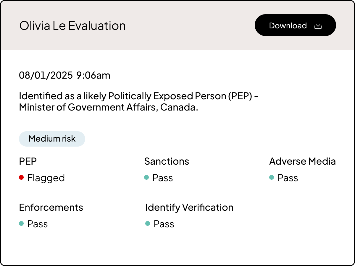 Product UI | KYC | "LP Eval history" | US & UK