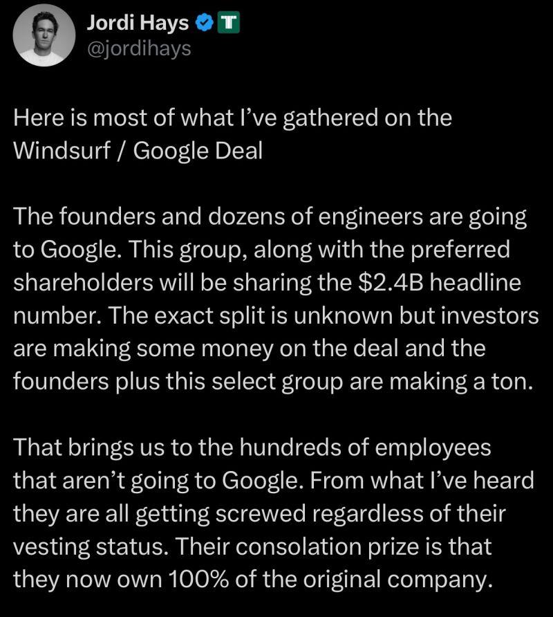 LinkedIn: Windsurf Vested Employees Will Be Paid Out After All