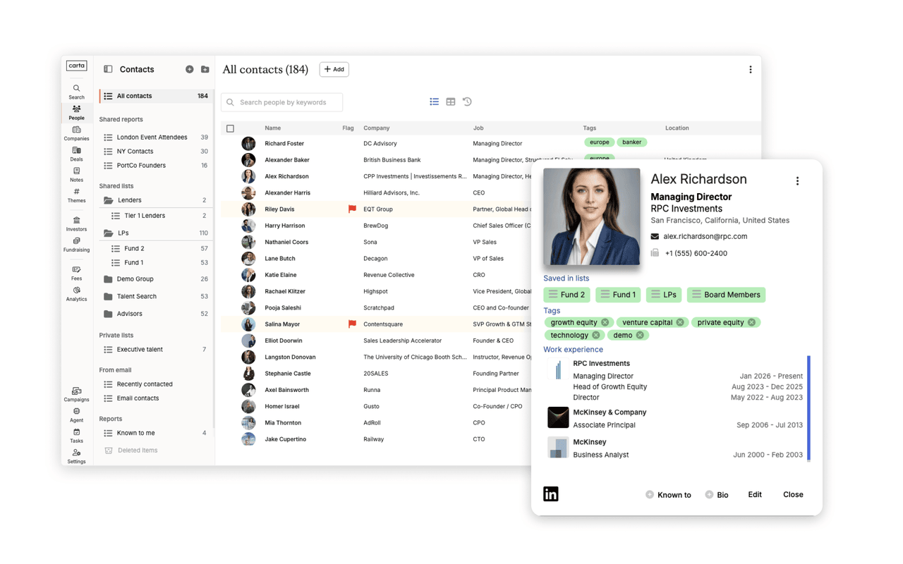 Carta CRM chrome extension