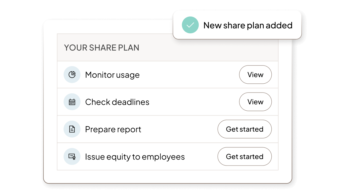 UI of Share Plans Steps
