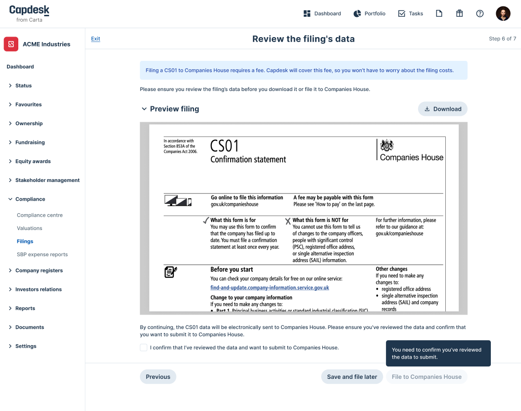 CS01: Filing a Confirmation Statement with Companies House
