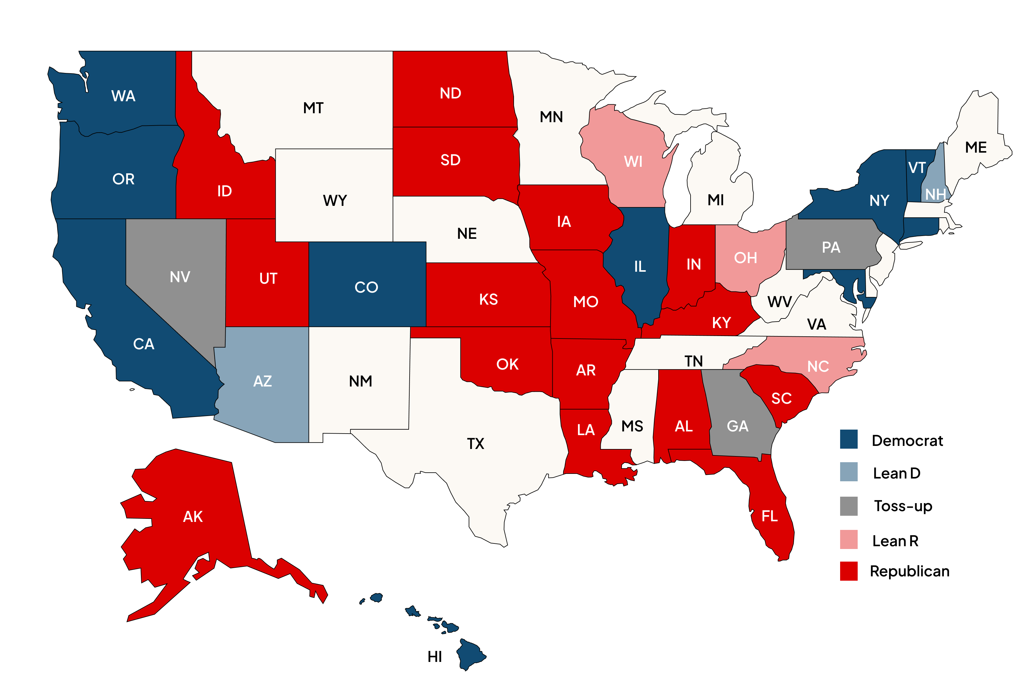 Map of the U.S. shows Republicans are expected to reclaim the majority in the 2022 Midterms.